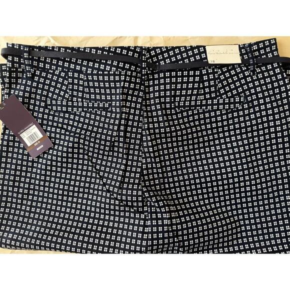 Gloria Vanderbilt Anita Belted Capri Pants Black White Size 18 - Picture 6 of 6